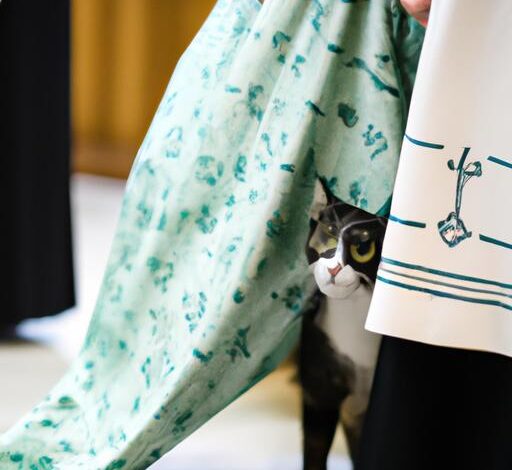 Cat Disappears Under Priests Robe